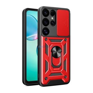 Protector de telefon din silicon Defender (rezistent la șocuri, inel de reținere, protector pentru cameră) PIROS Samsung Galaxy S25 Ultra (SM-S938)