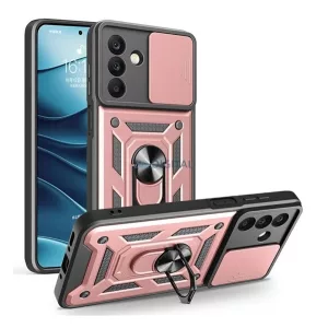HUSĂ! - Defender silicon protector de telefon (rezistent la șocuri, inel de reținere, protector de cameră) ROȘU AURIU Samsung Galaxy A26 5G (SM-A266)