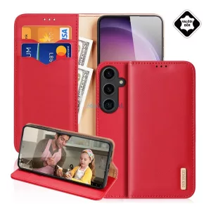 HUSĂ! - DUX DUCIS HIVO husă, în picioare, piele naturală (FLIP, deschidere laterală, suport desktop, buzunar pentru carduri, RFID) PIROS Samsung Galaxy S25 (SM-S931)