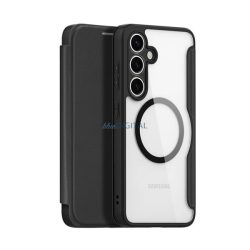   HUSĂ! - DUX DUCIS SKIN X PRO Carcasă permanentă cu efect de piele (FLIP, deschidere laterală, RFID, MagSafe) NEGRU Samsung Galaxy S25 (SM-S931)