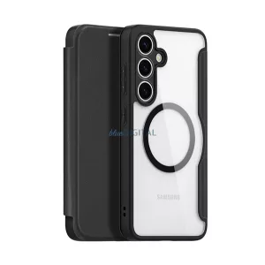 HUSĂ! - DUX DUCIS SKIN X PRO Carcasă permanentă cu efect de piele (FLIP, deschidere laterală, RFID, MagSafe) NEGRU Samsung Galaxy S25 (SM-S931)