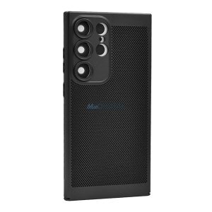 Husă din plastic pentru telefon (respirabilă, perforată, protector pentru cameră) BLACK Samsung Galaxy S25 Ultra (SM-S938)