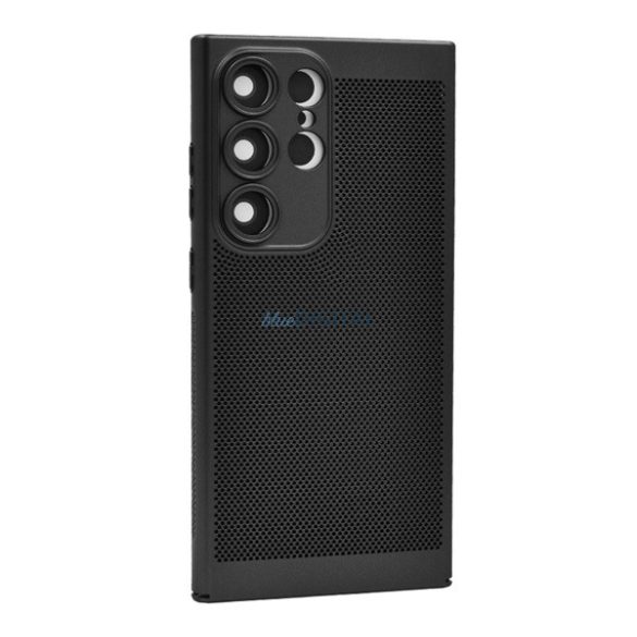 Husă din plastic pentru telefon (respirabilă, perforată, protector pentru cameră) BLACK Samsung Galaxy S25 Ultra (SM-S938)