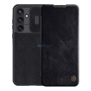 NILLKIN QIN PRO Carcasă permanentă cu efect de piele (FLIP, deschidere laterală, buzunar pentru carduri, protecție pentru cameră) BLACK Samsung Galaxy S25 (SM-S931)