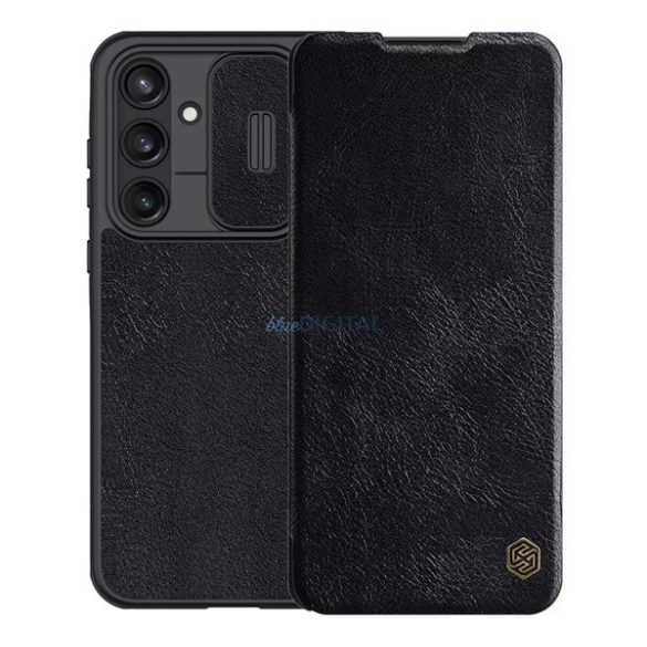 NILLKIN QIN PRO Carcasă permanentă cu efect de piele (FLIP, deschidere laterală, buzunar pentru carduri, protecție pentru cameră) BLACK Samsung Galaxy S25 Plus (SM-S936)