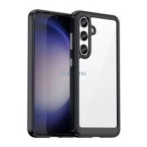 HUSĂ! - Silicon protector de telefon (rezistent la șocuri, spate transparent) BLACK Samsung Galaxy S25 Plus (SM-S936)