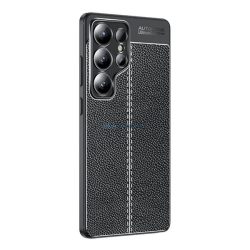   HUSĂ! - Silicon protector de telefon (rezistent la șocuri, efect de piele, model de cusături) BLACK Samsung Galaxy S25 Ultra (SM-S938)