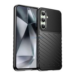   HUSĂ! - Silicon protector de telefon (rezistent la impact, cu dungi, model convex) BLACK Samsung Galaxy S25 (SM-S931)