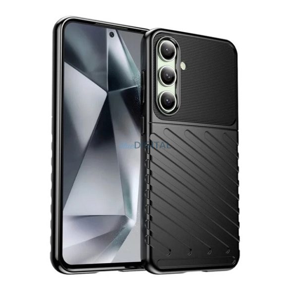 Silicon protector de telefon (rezistent la impact, cu dungi, model convex) BLACK Samsung Galaxy S25 (SM-S931)