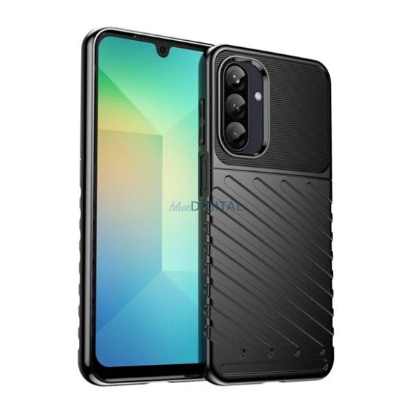 Silicon protector de telefon (rezistent la impact, cu dungi, model convex) BLACK Samsung Galaxy A26 5G (SM-A266)