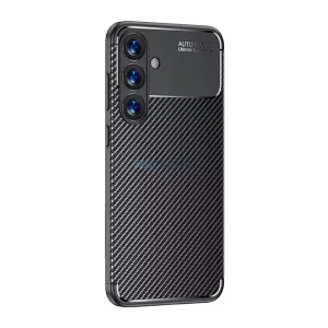 HUSĂ! - Silicon protector de telefon (rezistent la șocuri, călcâi pernă de aer, model de carbon) BLACK Samsung Galaxy A26 5G (SM-A266)