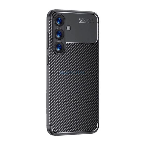 Silicon protector de telefon (rezistent la șocuri, călcâi pernă de aer, model de carbon) BLACK Samsung Galaxy A26 5G (SM-A266)