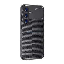   HUSĂ! - Silicon protector de telefon (rezistent la șocuri, călcâi cu pernă de aer, model de carbon) BLACK Samsung Galaxy S25 (SM-S931)