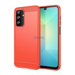   Protector de telefon din silicon (rezistent la impact, călcâi cu bule, periat, model carbon) PIROS Samsung Galaxy A26 5G (SM-A266)