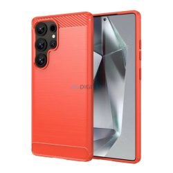   HUSĂ! - Protector de telefon din silicon (rezistent la impact, călcâi cu bule, periat, model carbon) PIROS Samsung Galaxy S25 Ultra (SM-S938)