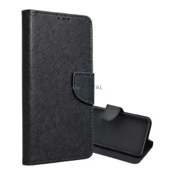   HUSĂ! - Husă permanentă cu efect de piele (FLIP, deschidere laterală, suport pentru birou, buzunar pentru carduri, efect textil) BLACK Samsung Galaxy S25 Plus (SM-S936)