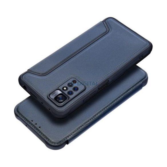 Carcasă permanentă, efect piele (FLIP, deschidere laterală, rezistență la impact, călcâi cu bule, protecție cameră foto, model carbon) CUSHION CUSHION Samsung Galaxy S25 (SM-S931)