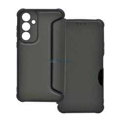   HUSĂ! - Carcasă permanentă, efect piele (FLIP, deschidere laterală, rezistență la impact, călcâi cu bule, protecție cameră, model carbon) PERNA PLIABILĂ Samsung Galaxy S25 (SM-S931)