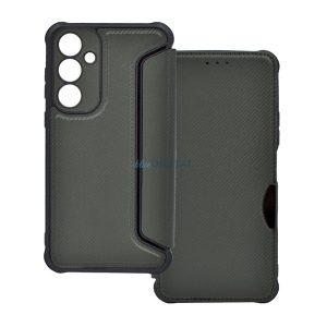 Carcasă permanentă, efect piele (FLIP, deschidere laterală, rezistență la impact, călcâi cu bule, protecție cameră, model carbon) PERNA PLIABILĂ Samsung Galaxy S25 Plus (SM-S936)