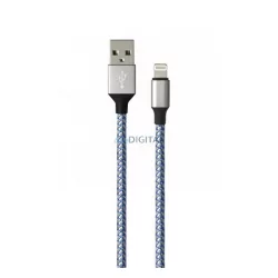   DEVIA VOGUE cablu de date (USB - lightning, 12W, 100cm, șiret) EEZÜST/KÉK Apple