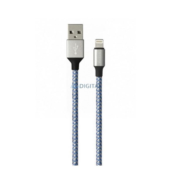 DEVIA VOGUE cablu de date (USB - lightning, 12W, 100cm, șiret) EEZÜST/KÉK Apple