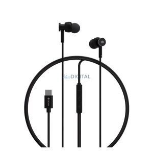 DEVIA SMART M1 Căști stereo (Type-C, microfon, buton de înregistrare) NEGRU