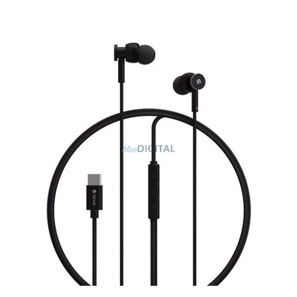 DEVIA SMART M1 Căști stereo (Type-C, microfon, buton de înregistrare) NEGRU