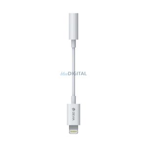DEVIA cablu adaptor audio (mufă jack 3,5 mm - fulger, 12 cm) ALB