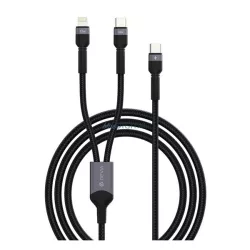   DEVIA EXTREME cablu de date 2in1 (Tip-C - fulger / Tip-C, 15W, încărcător rapid PD, 120cm, șiret) NEGRU