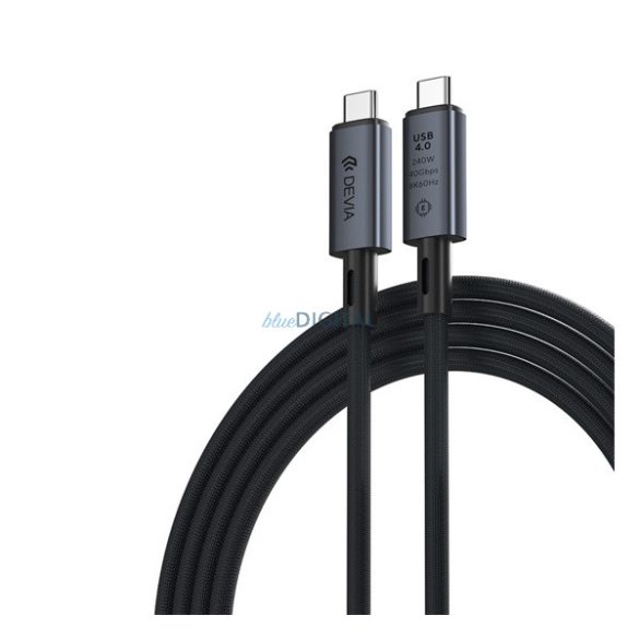DEVIA EXTREME cablu de date (Tip-C - Tip-C, 240W, încărcător rapid PD, 100cm, șiret) NEGRU