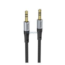   Cablu audio HOCO (jack 3,5 mm - jack 3,5 mm, 100 cm, AUX, șiret) NEGRU