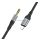 Cablu audio HOCO (jack 3,5 mm - fulger, 100 cm, AUX, șiret) NEGRU