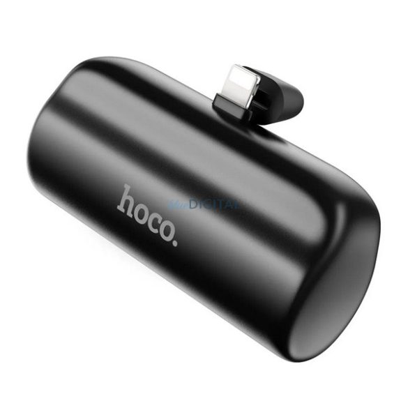 HOCO J106 încărcător de urgență cu priză Type-C (5000mAh, 18.5W, 2A, încărcător rapid PD, conector Lightning, kickstand) NEGRU