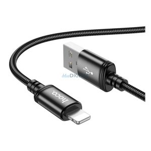 HOCO X89 cablu de date (USB - lightning, 2.4A, încărcător rapid, 100cm, șiret) NEGRU