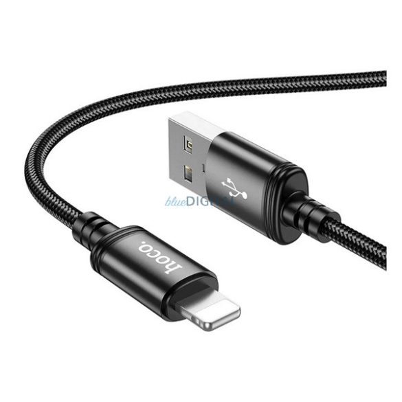 HOCO X89 cablu de date (USB - lightning, 2.4A, încărcător rapid, 100cm, șiret) NEGRU