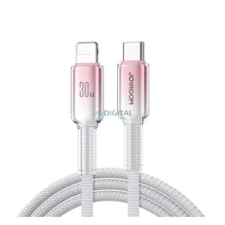   JOYROOM CRYSTAL-CLEAR cablu de date (Type-C - lightning, 3A, încărcător rapid, 120cm, șiret) ALB