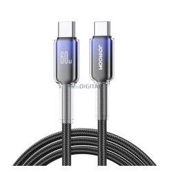   JOYROOM CRYSTAL-CLEAR cablu de date (Tip-C - Tip-C, 60W, încărcător rapid, 120cm, șiret) NEGRU