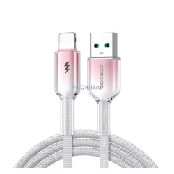   JOYROOM CRYSTAL-CLEAR cablu de date (USB - lightning, 3A, încărcător rapid, 120cm, șiret) ALB