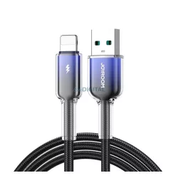   JOYROOM CRYSTAL-CLEAR cablu de date (USB - lightning, 3A, încărcător rapid, 120cm, șiret) NEGRU