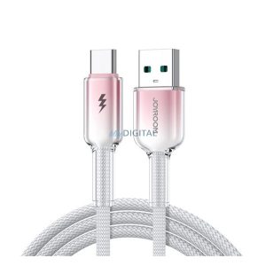 JOYROOM CRYSTAL-CLEAR cablu de date (USB - Tip-C, 3A, încărcător rapid, 120cm, șiret) ALB