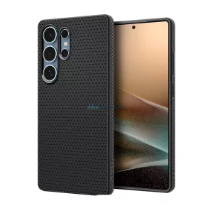HUSĂ! - SPIGEN LIQUID AIR silicon telefon protector (rezistent la șocuri, bubble heel, diamant) BLACK Samsung Galaxy S25 Ultra (SM-S938)