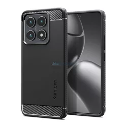   HUSĂ! - SPIGEN RUGGED ARMOR silicon telefon protector (rezistent la șocuri, bubble heel, model de carbon) BLACK Xiaomi 14T