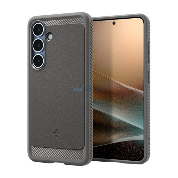 SPIGEN RUGGED ARMOR silicon telefon protector (rezistent la impact, perna de aer toc, model de carbon, MagSafe) CLEAR GREY Samsung Galaxy S25 (SM-S931)