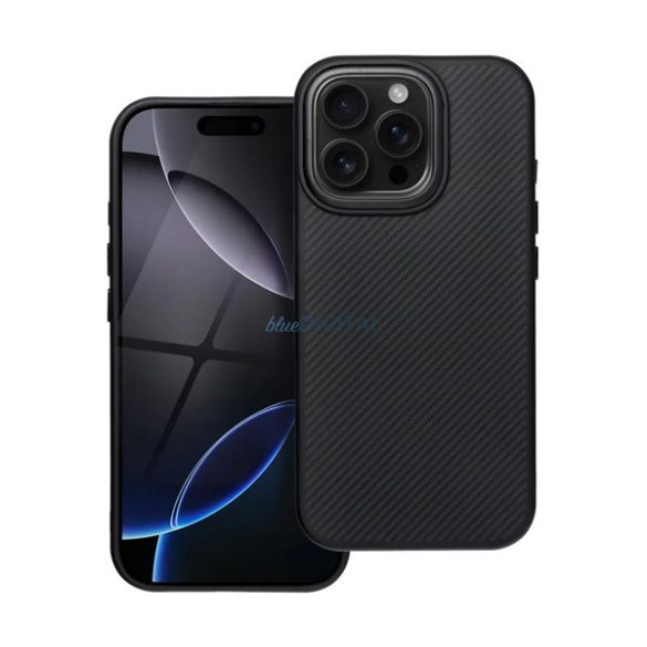 Silicon protector de telefon (rezistent la șocuri, spate din plastic, MagSafe, model de carbon) BLACK Samsung Galaxy S25 (SM-S931)