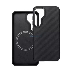   HUSĂ! - Silicon protector de telefon (rezistent la șocuri, spate din plastic, MagSafe, model de carbon) BLACK Samsung Galaxy S25 Plus (SM-S936)