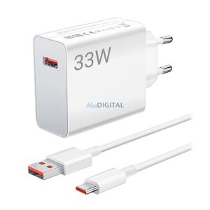 XIAOMI MDY-12-EA Încărcător AC cu mufă USB (33W, încărcător rapid PD + cablu Type-C) ALB