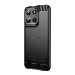   HUSĂ! - MOFI silicon protector de telefon (rezistent la impact, perna de aer toc, periat, model de carbon) BLACK Motorola Moto G15