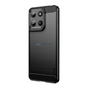 HUSĂ! - MOFI silicon protector de telefon (rezistent la impact, perna de aer toc, periat, model de carbon) BLACK Motorola Moto G15