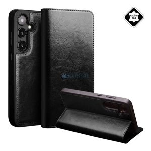 QIALINO Case Stand, piele naturală (FLIP, deschidere laterală, desktop) BLACK Samsung Galaxy S25 (SM-S931)