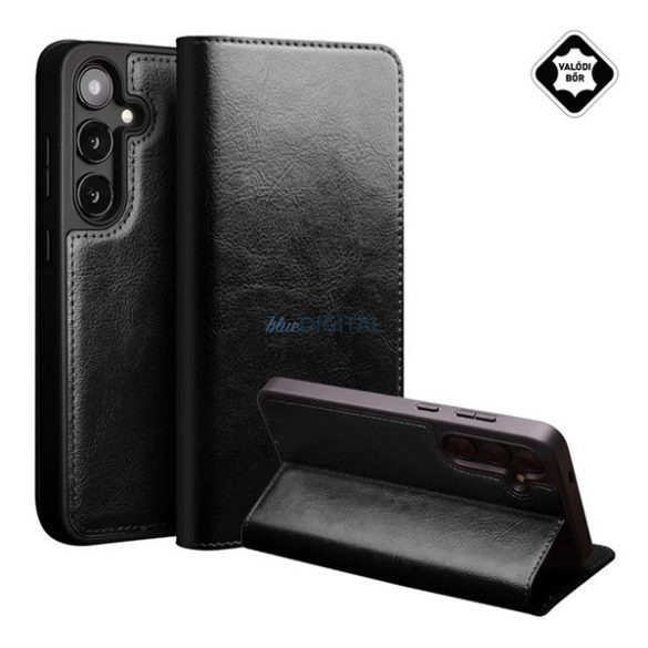 QIALINO Case Stand, piele naturală (FLIP, deschidere laterală, desktop) BLACK Samsung Galaxy S25 (SM-S931)
